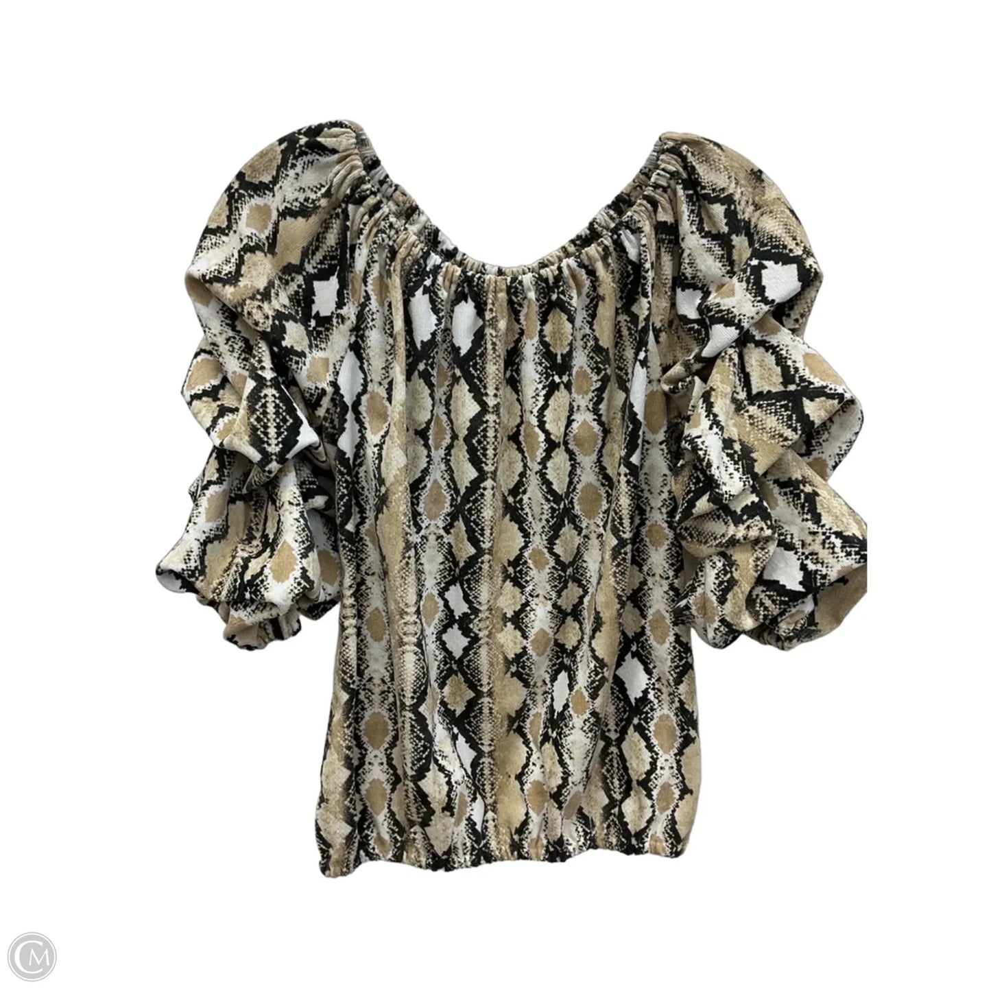 Top 3/4 Sleeve By Coco Bianco In Snakeskin Print, Size: S