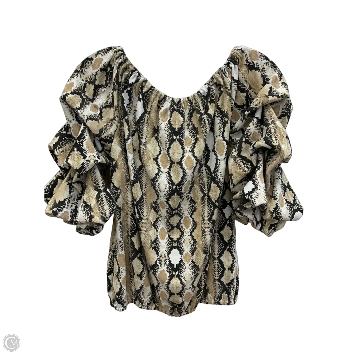 Top 3/4 Sleeve By Coco Bianco In Snakeskin Print, Size: S