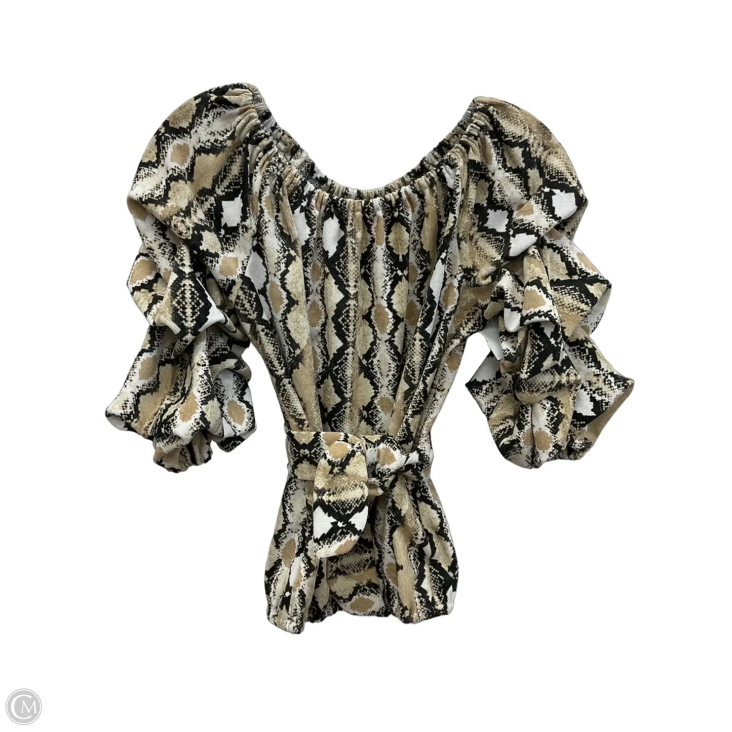 Top 3/4 Sleeve By Coco Bianco In Snakeskin Print, Size: S