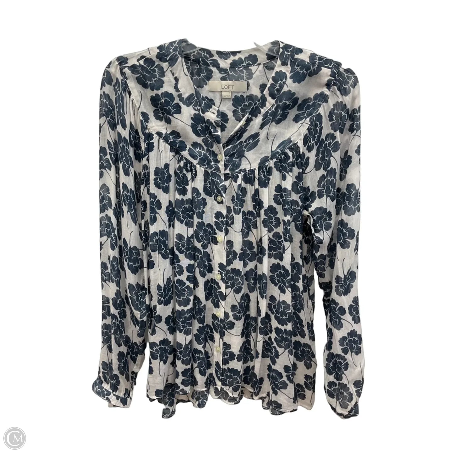 Blouse Long Sleeve By Loft In Blue, Size: Xs