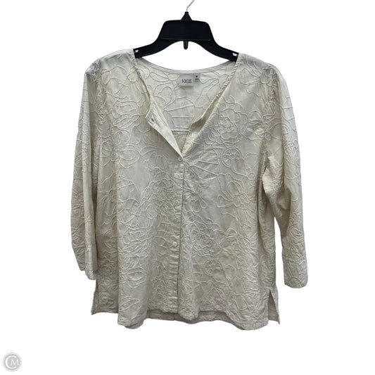 Blouse Long Sleeve By Focus In Cream, Size: M
