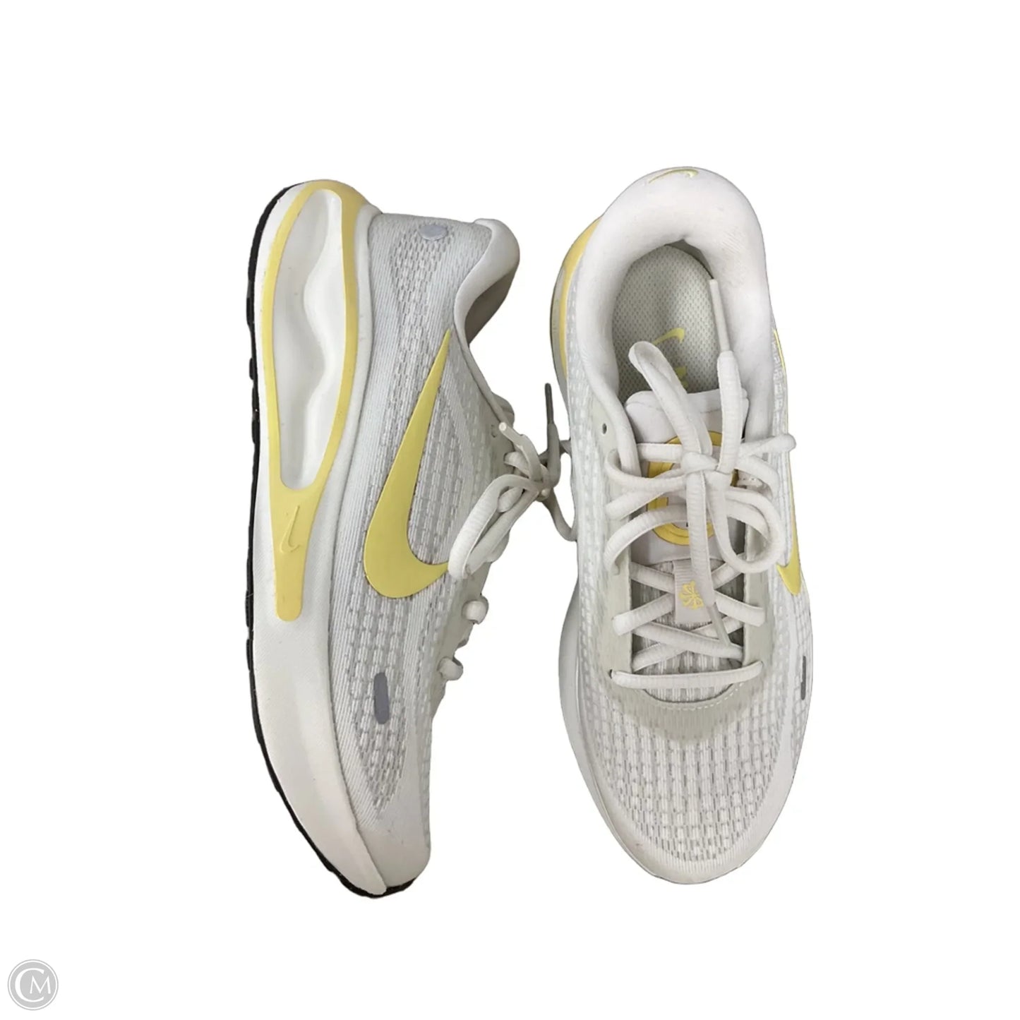 Shoes Athletic By Nike In White & Yellow, Size: 6