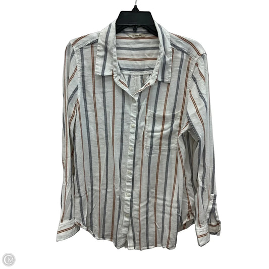 Blouse Long Sleeve By Lucky Brand In Striped Pattern, Size: L