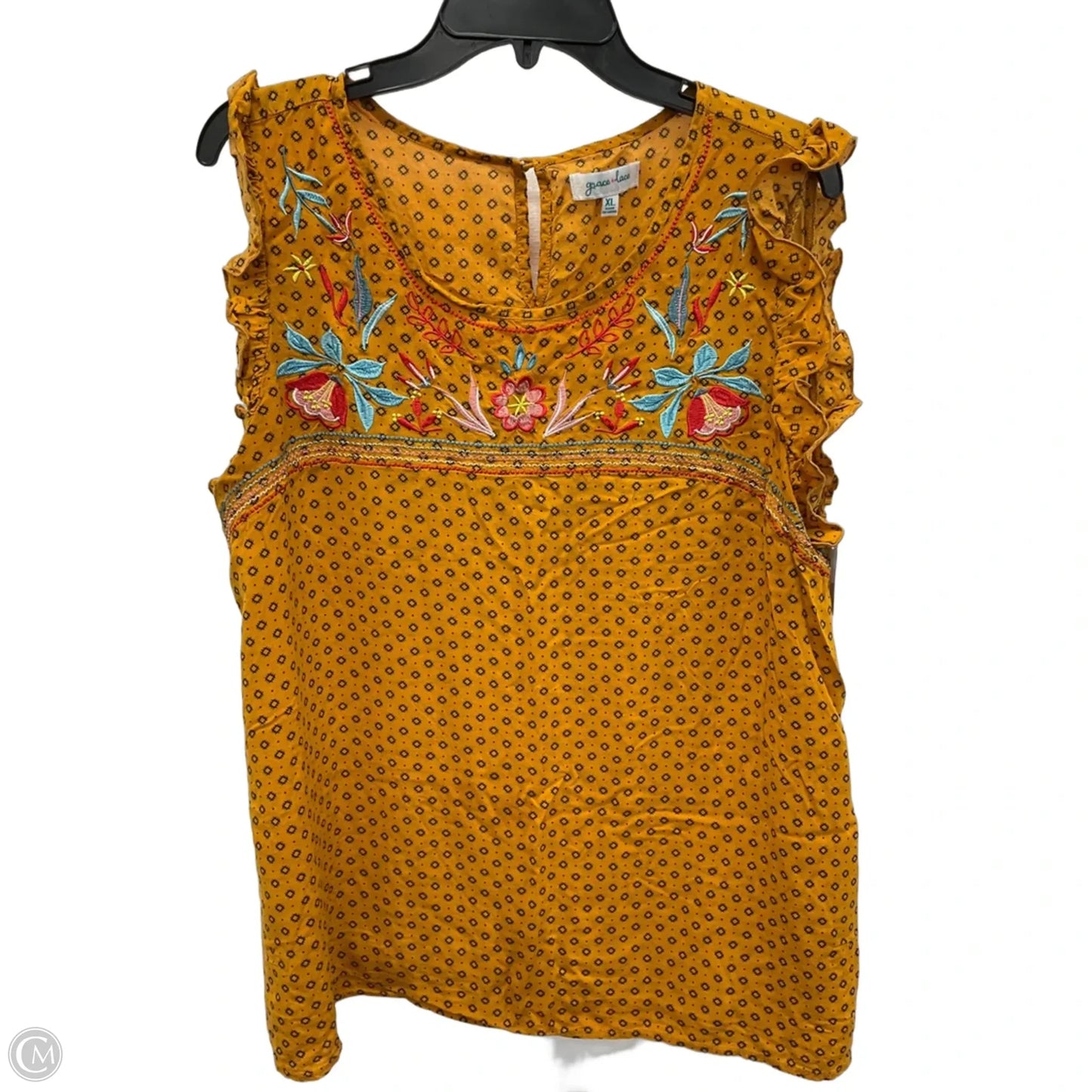 Top Short Sleeve By Grace & Lace In Yellow, Size: Xl