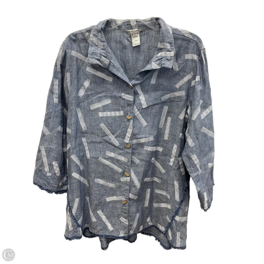 Blouse 3/4 Sleeve By John Mark In Blue, Size: 1x