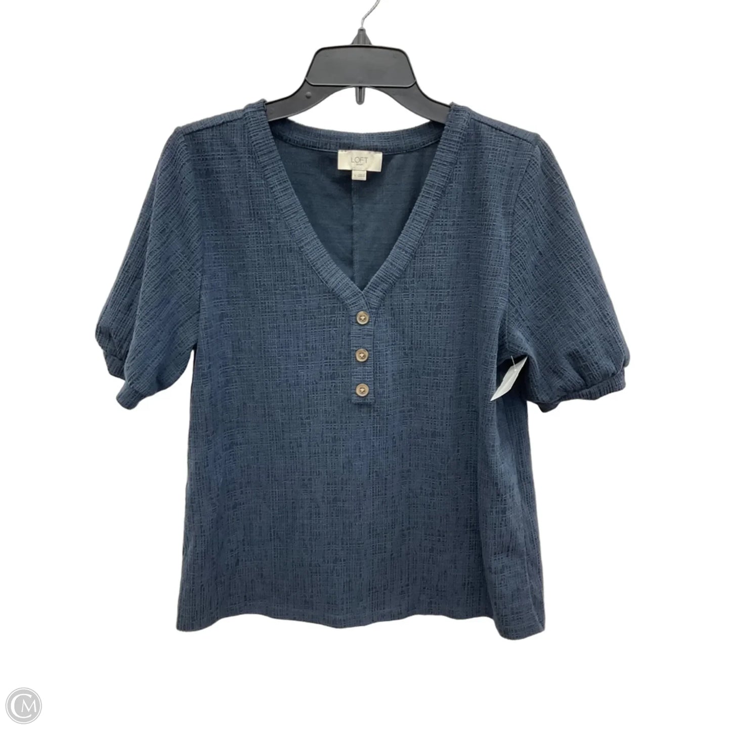 Top Short Sleeve By Loft In Navy, Size: L