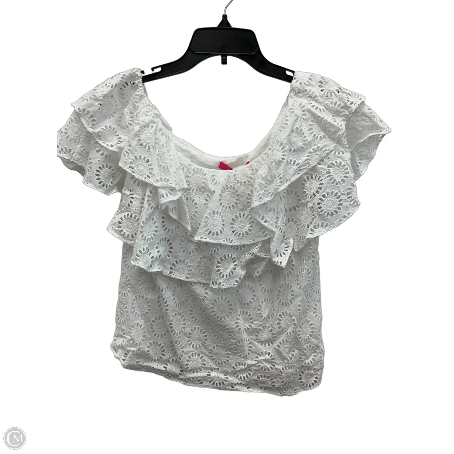 Top Short Sleeve Designer By Lilly Pulitzer In White, Size: S