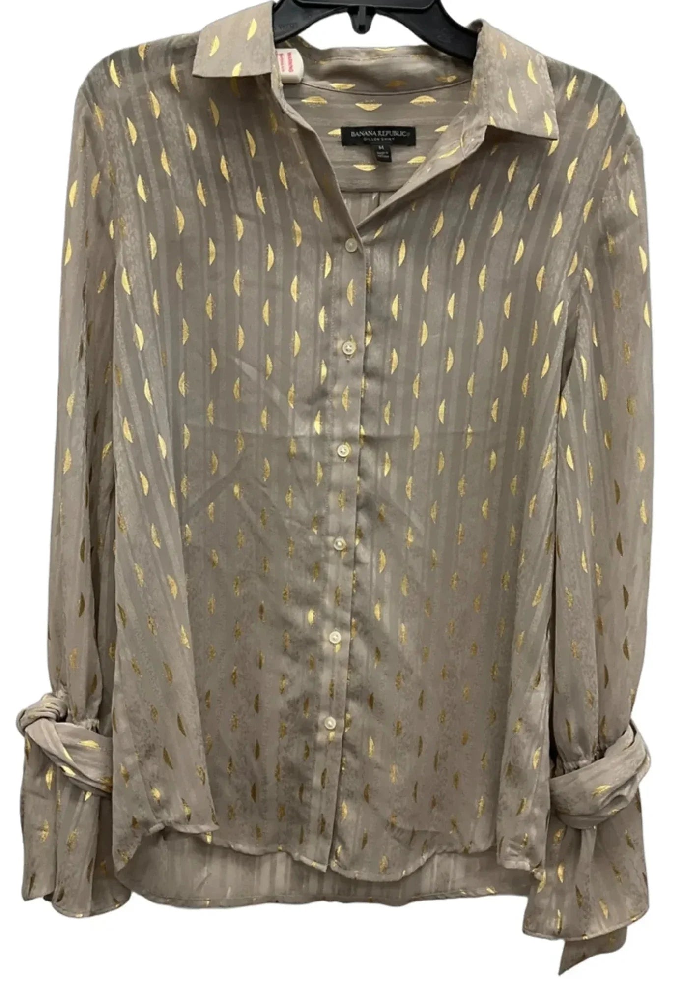 Blouse Long Sleeve By Banana Republic In Brown, Size: M