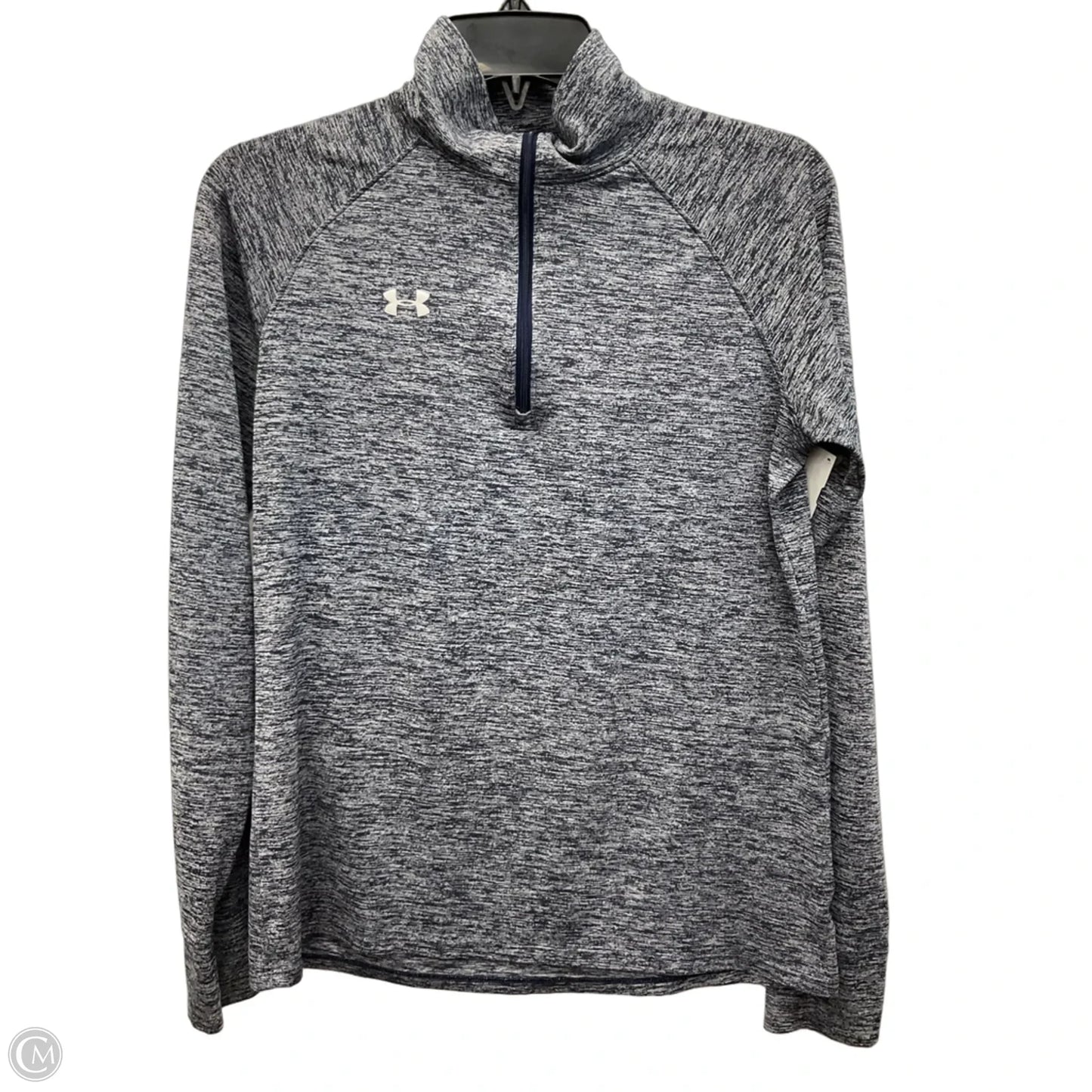 Athletic Top Long Sleeve Collar By Under Armour In Blue, Size: S