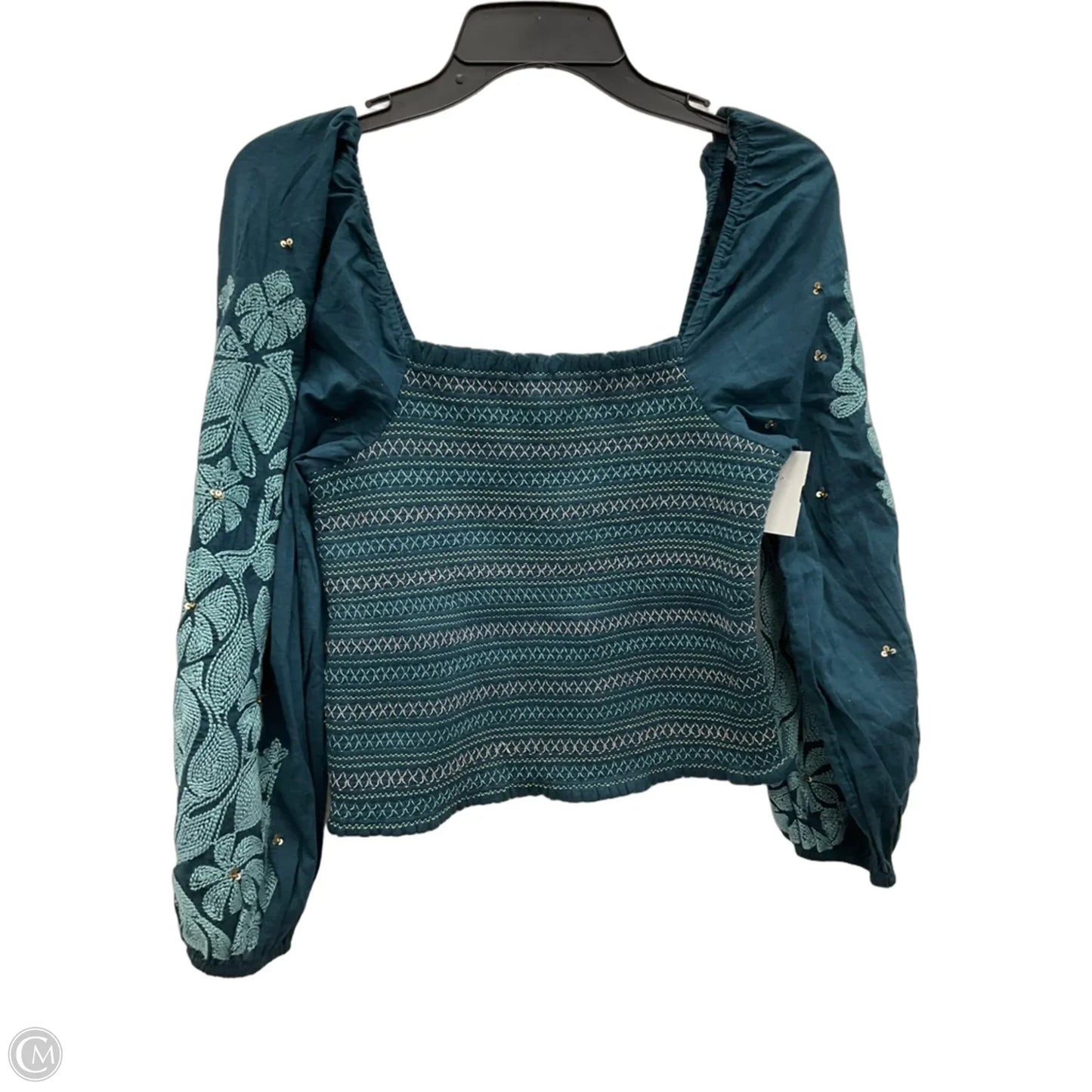Top Long Sleeve By Anthropologie In Teal, Size: S
