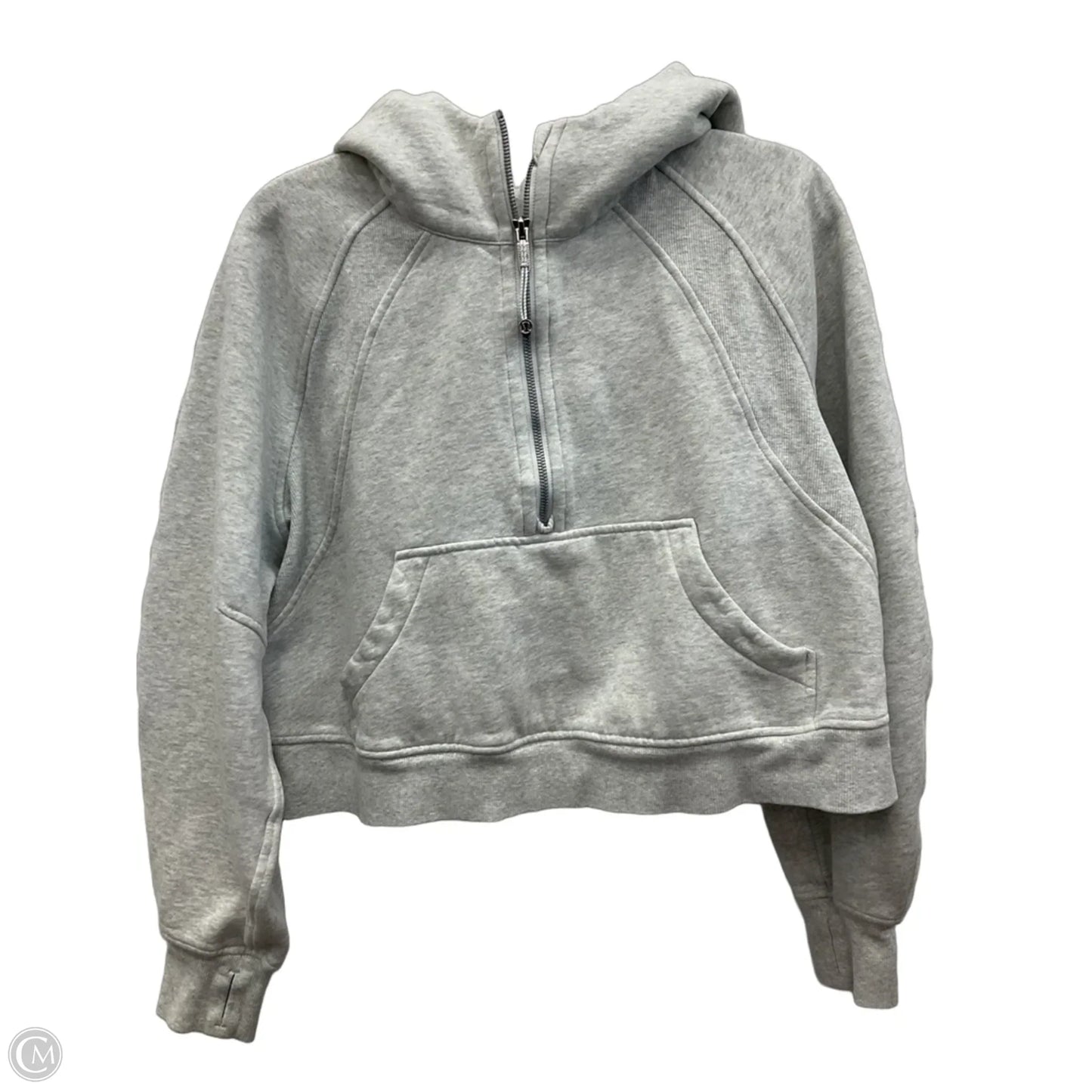 Athletic Sweatshirt Hoodie By Lululemon In Grey, Size: M