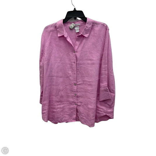 Blouse Long Sleeve By Chicos In Pink, Size: 16