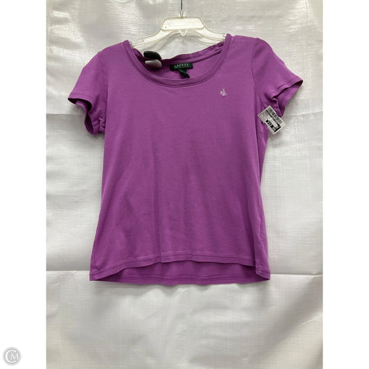 Top Short Sleeve By Lauren By Ralph Lauren In Purple, Size: L