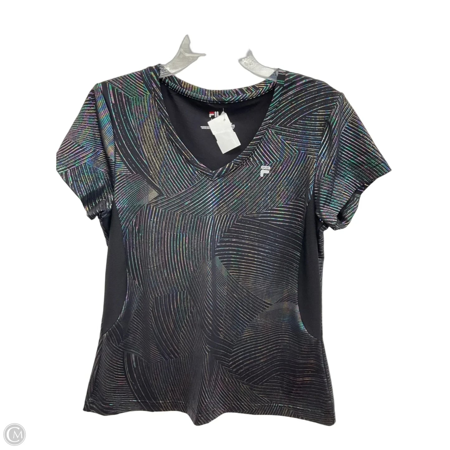 Athletic Top Short Sleeve By Fila In Black, Size: L