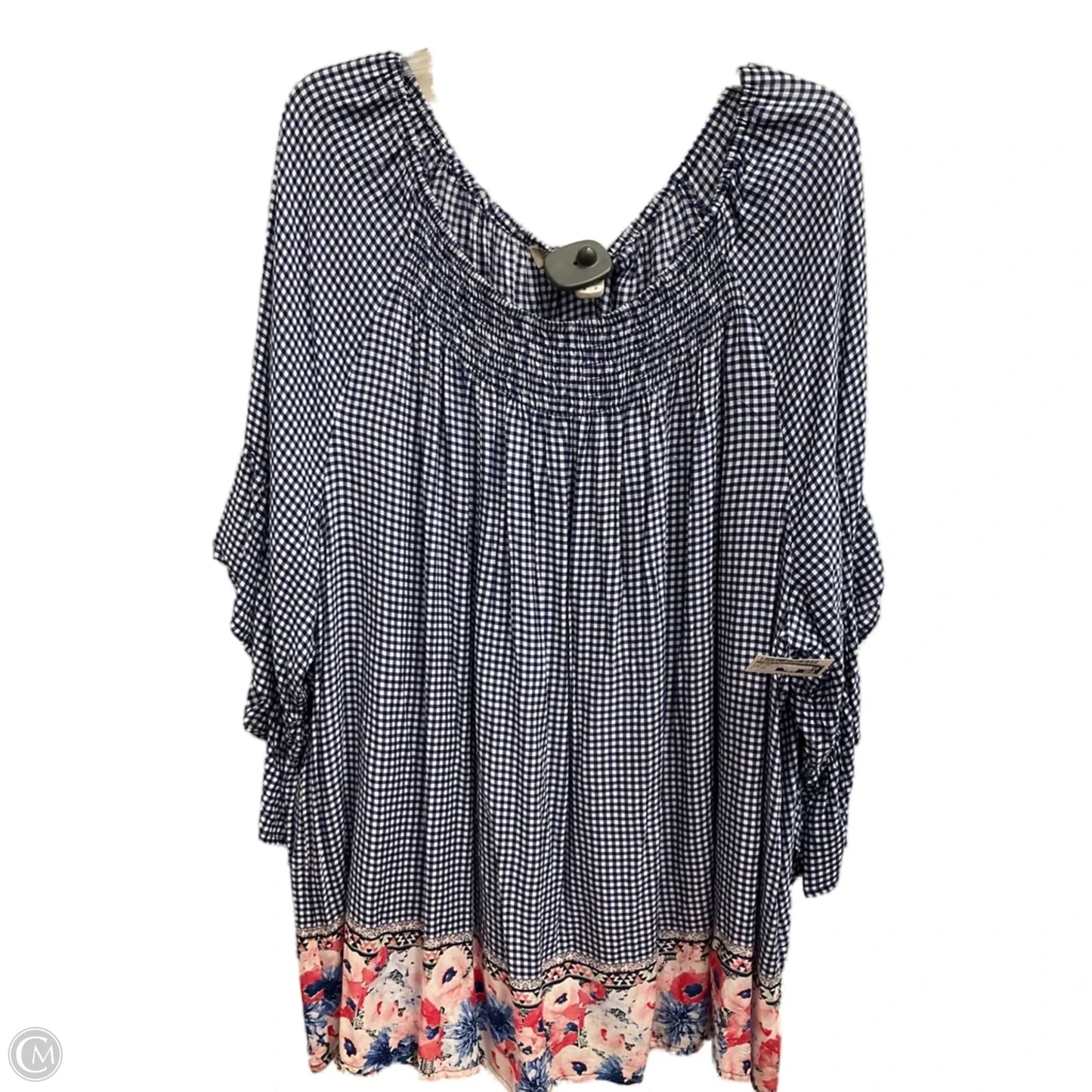 Top Short Sleeve By Terra & Sky In Checkered Pattern, Size: 3x