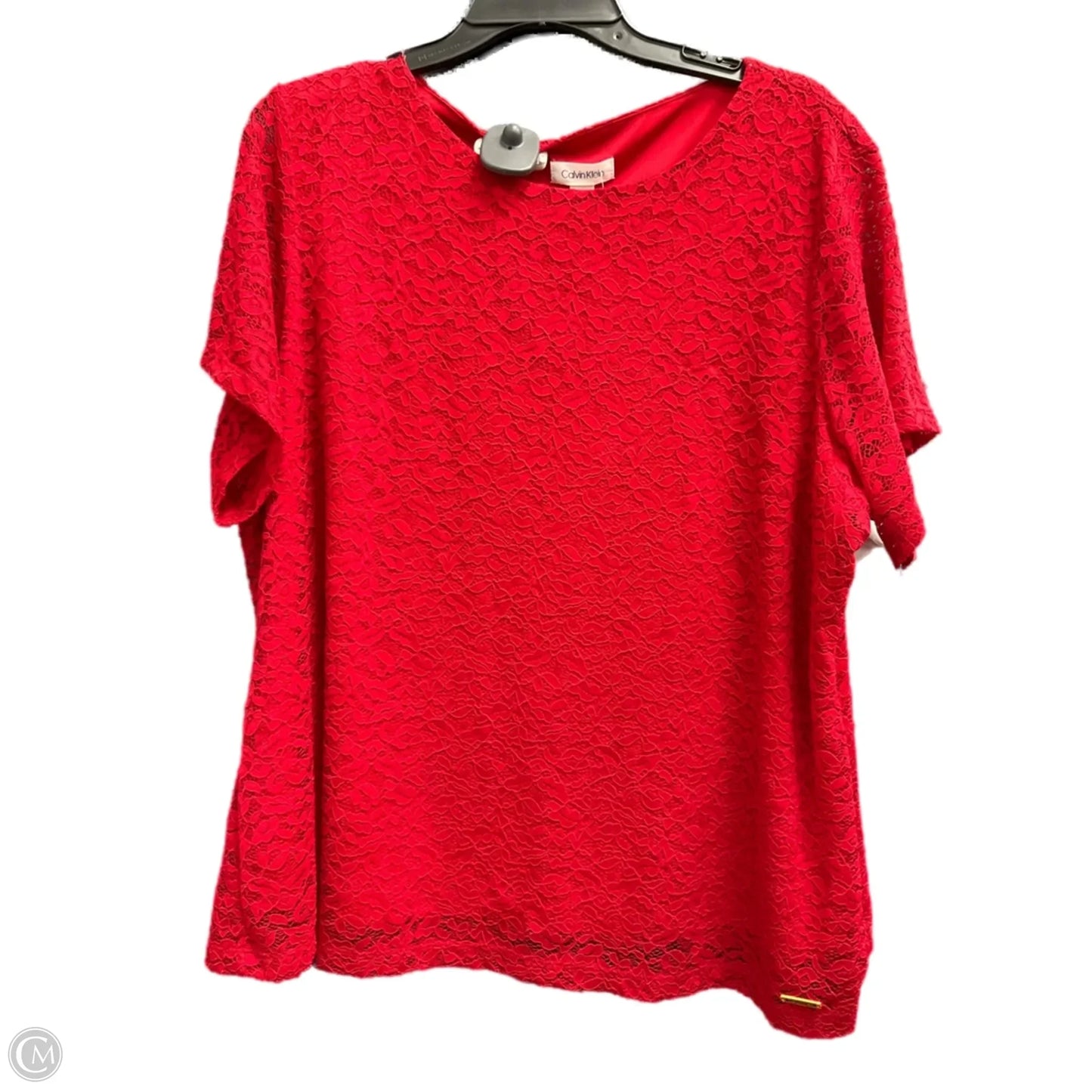 Top Short Sleeve By Calvin Klein In Red, Size: 1x