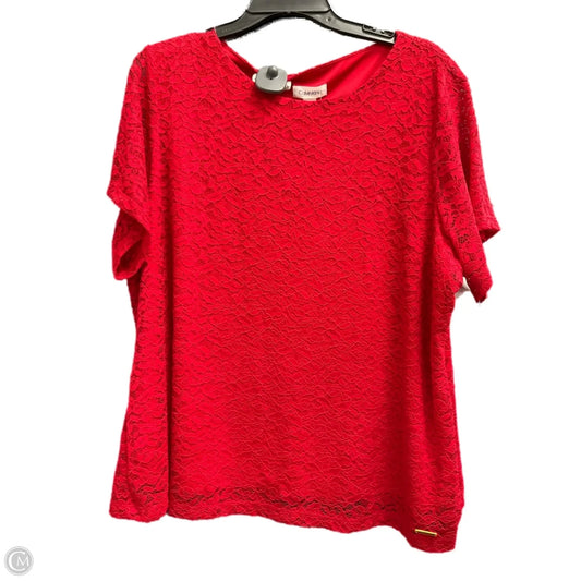 Top Short Sleeve By Calvin Klein In Red, Size: 1x
