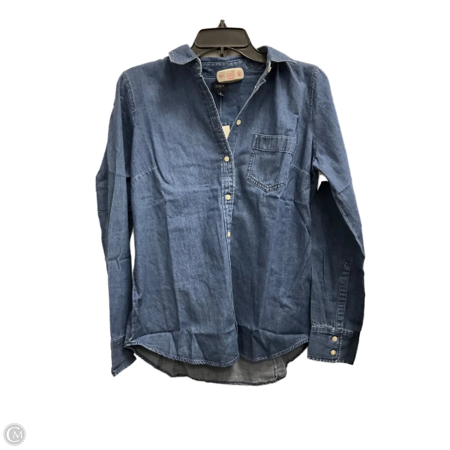 Blouse Long Sleeve By J. Crew In Blue Denim, Size: S