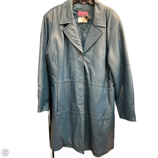 Jacket Leather By Clothes Mentor In Blue, Size: 2x
