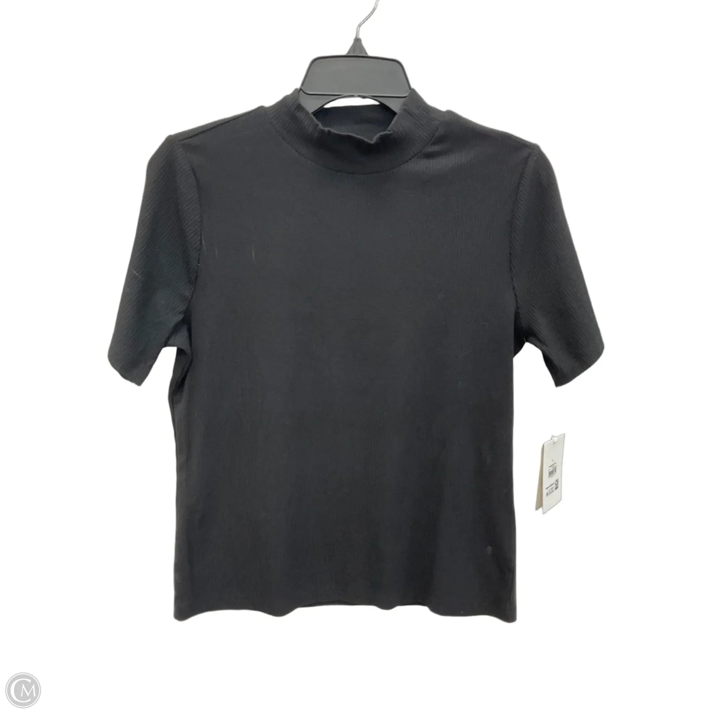 Top Short Sleeve By Free Assembly In Black, Size: L