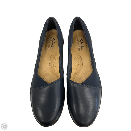 Shoes Heels Wedge By Clarks In Navy, Size: 8.5
