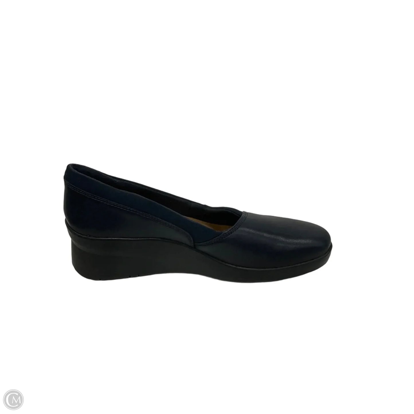 Shoes Heels Wedge By Clarks In Navy, Size: 8.5