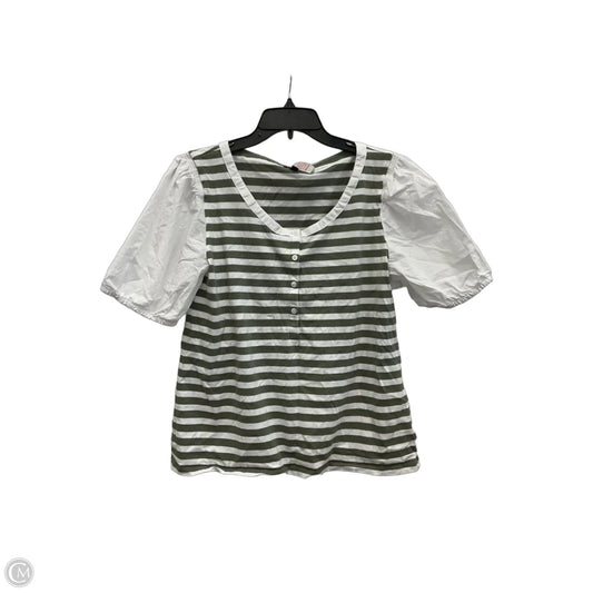 Top Short Sleeve By Talbots In Striped Pattern, Size: L