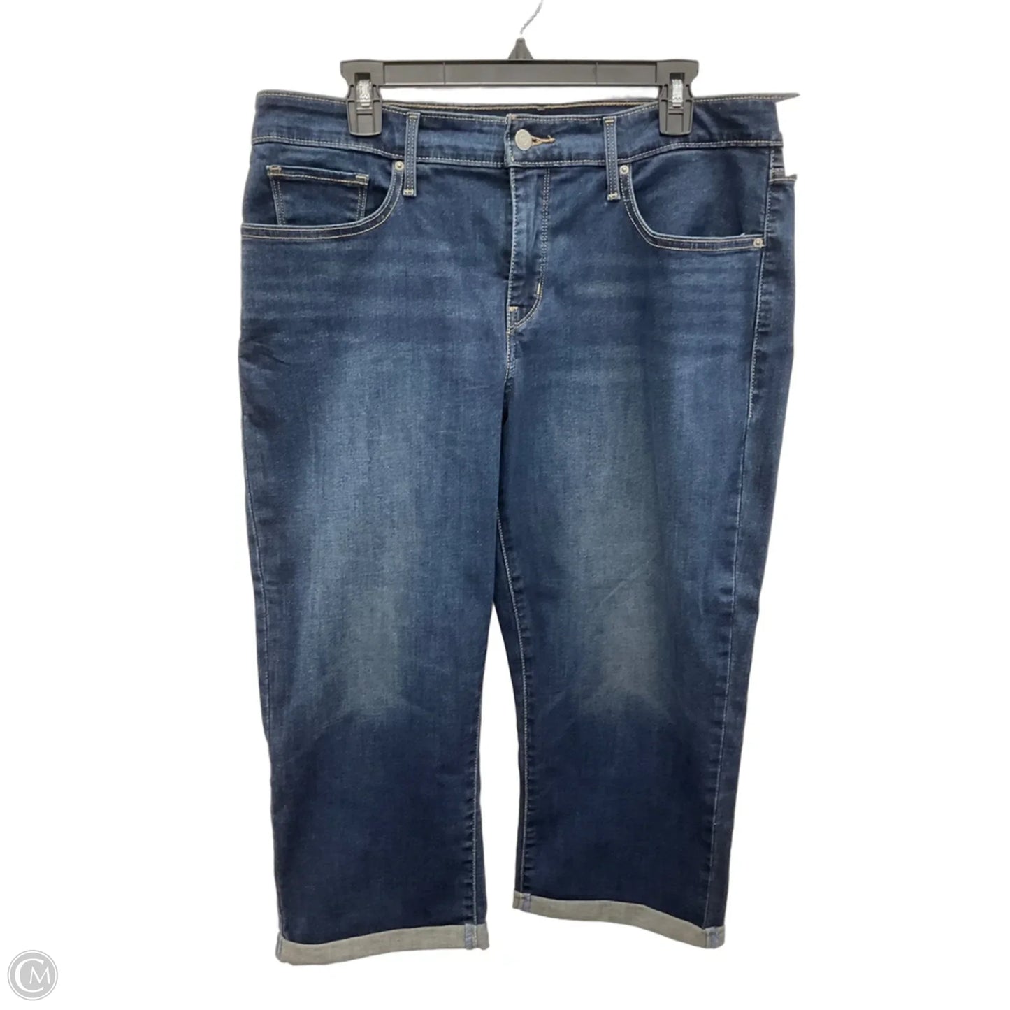 Jeans Cropped By Levis In Blue Denim, Size: 18