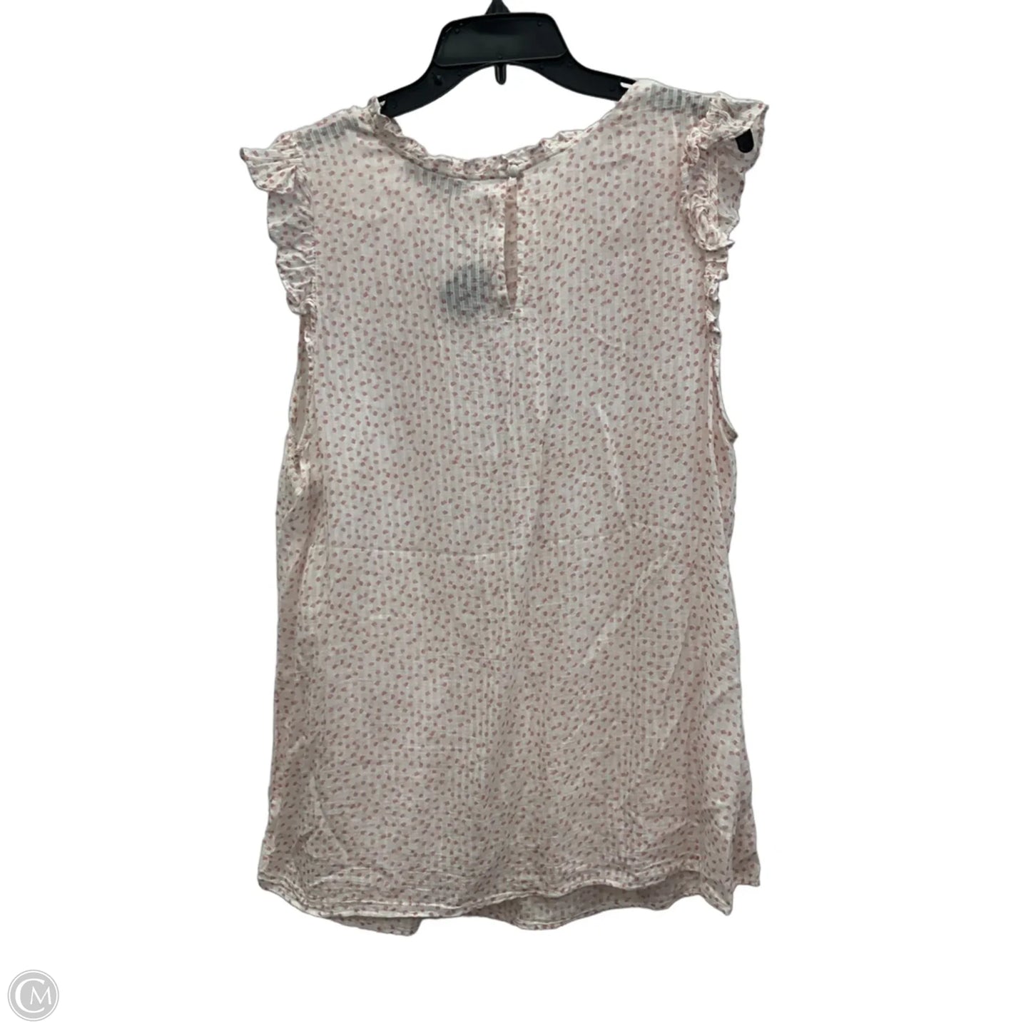 Top Short Sleeve By Loft In Pink & White, Size: 1x