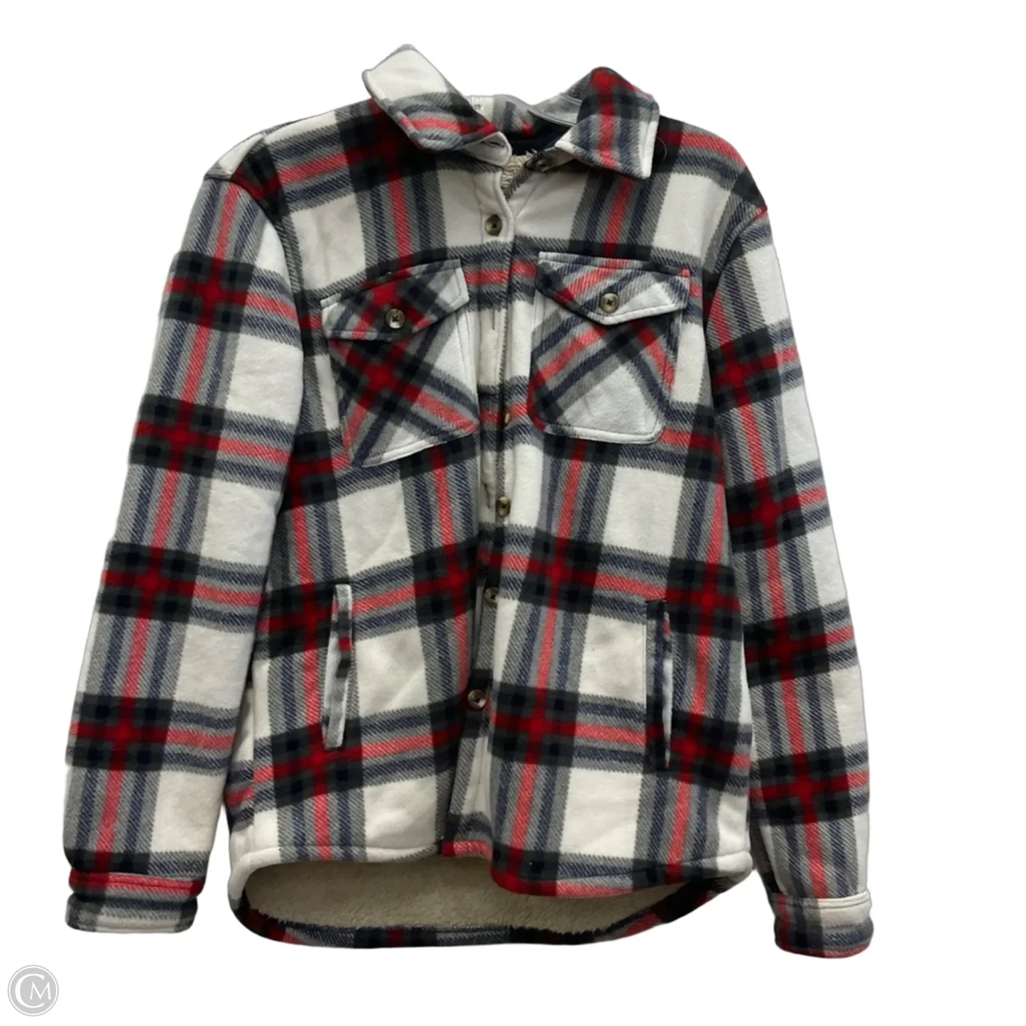 Jacket Shirt By Sage In Plaid Pattern, Size: S