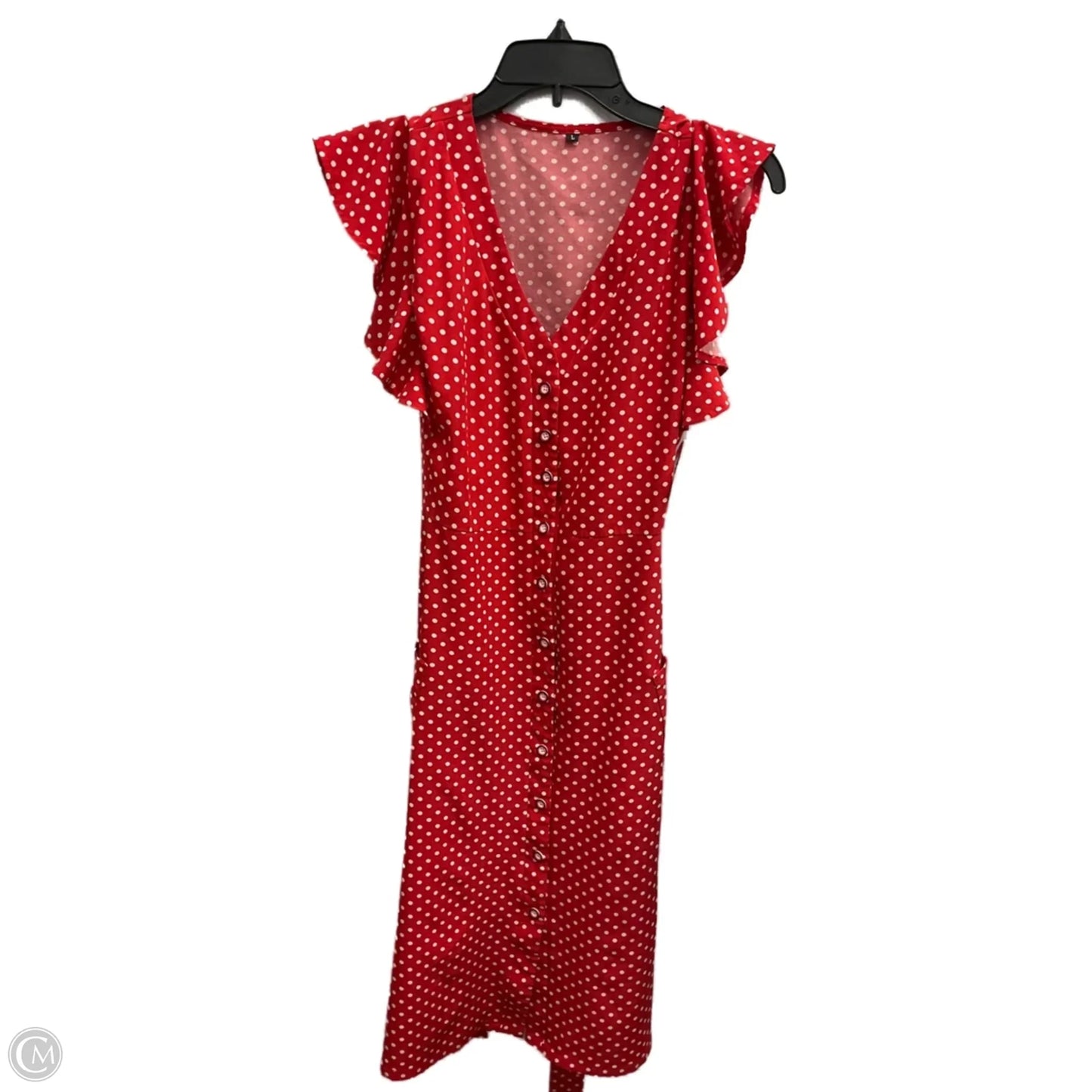 Dress Casual Midi By Clothes Mentor In Polkadot Pattern, Size: L