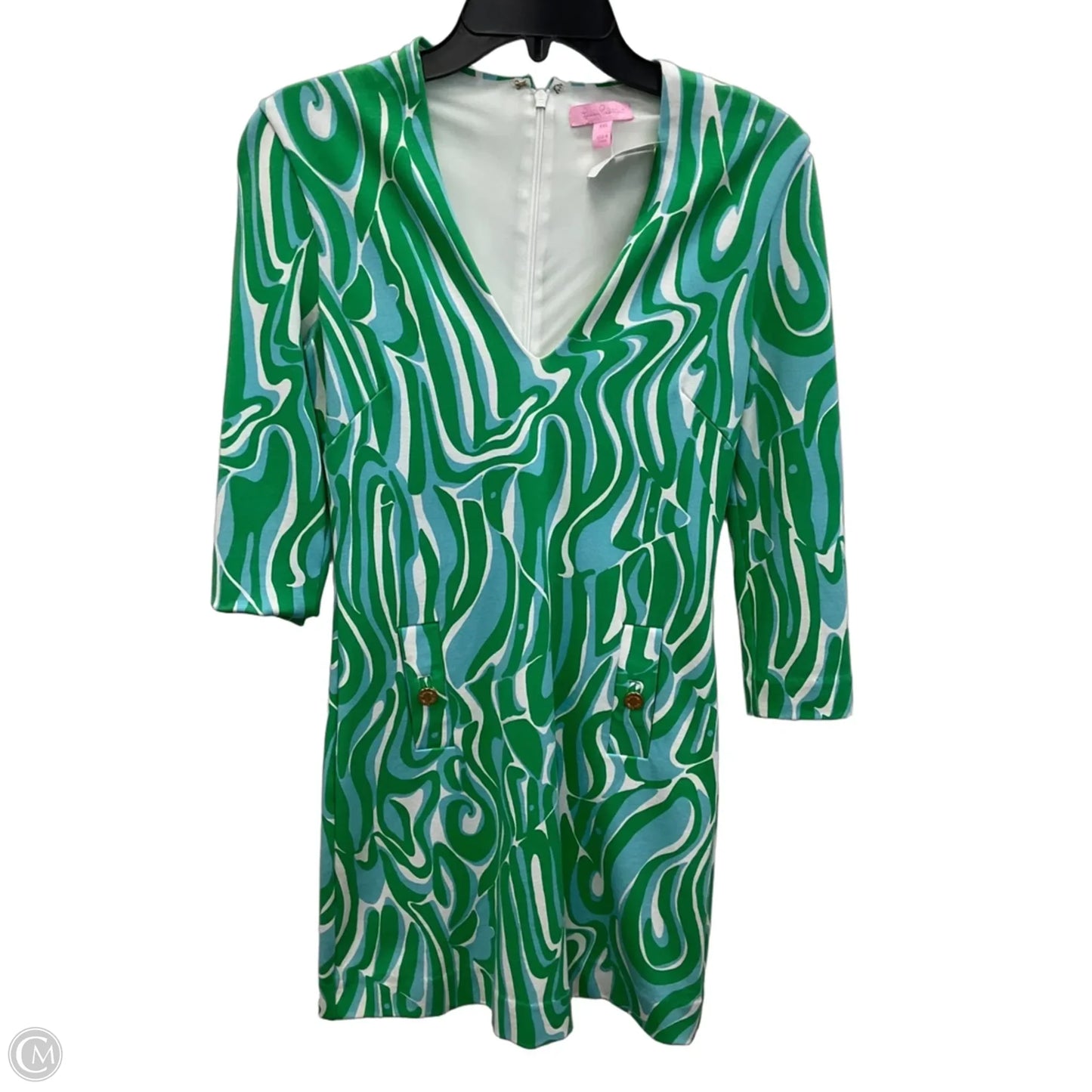 Dress Designer By Lilly Pulitzer In Blue & Green, Size: Xxs