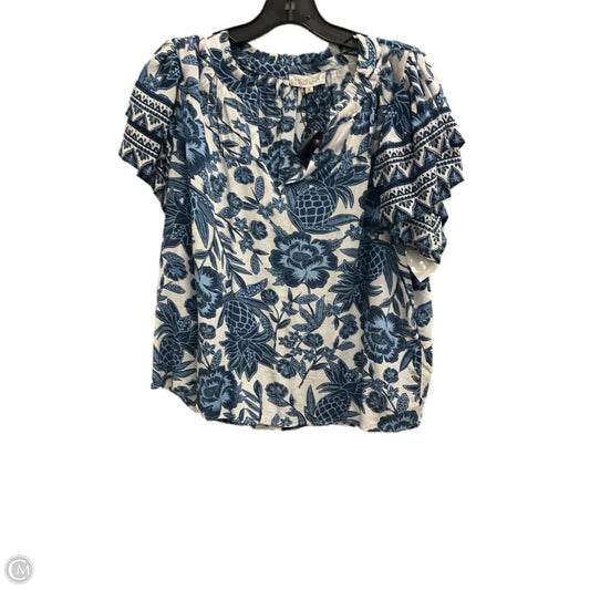 Top Short Sleeve By Rachel Zoe In Blue & White, Size: Xl