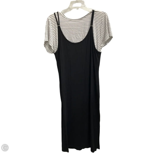 Dress Casual Midi By Calvin Klein In Black & White, Size: L
