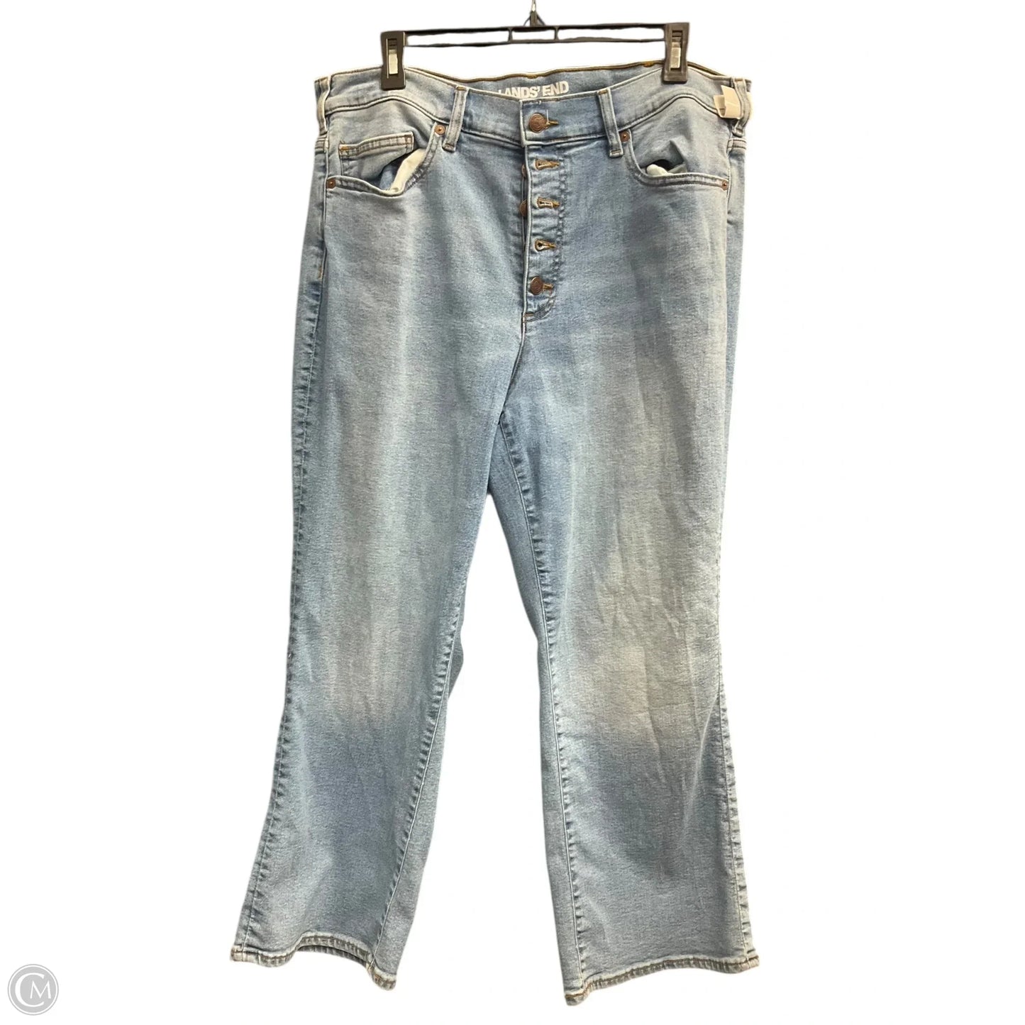 Jeans Straight By Lands End In Blue Denim, Size: 16