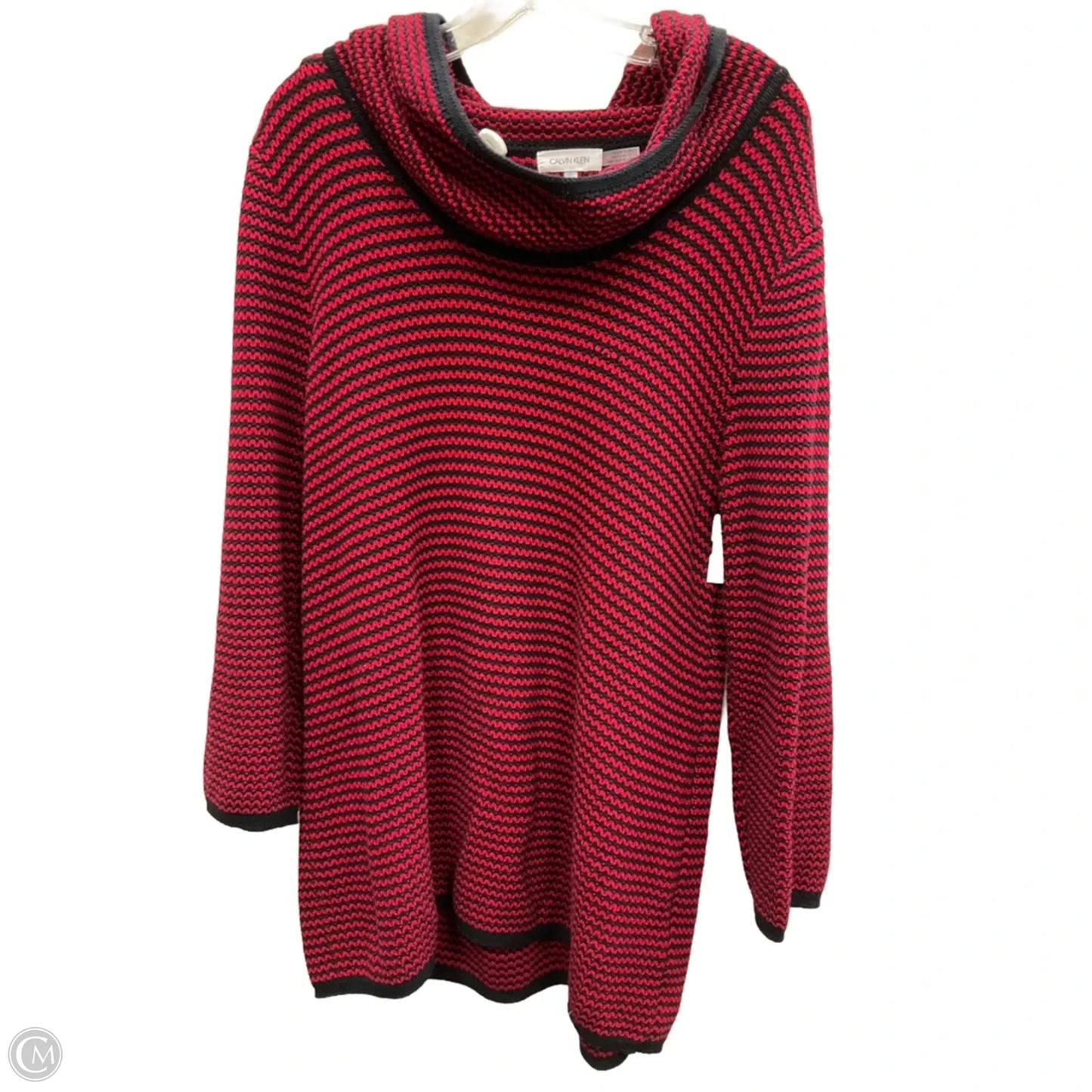 Sweater By Calvin Klein In Black & Red, Size: Xl