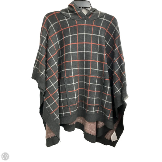 Poncho By Tahari In Grey & Red, Size: Osfm