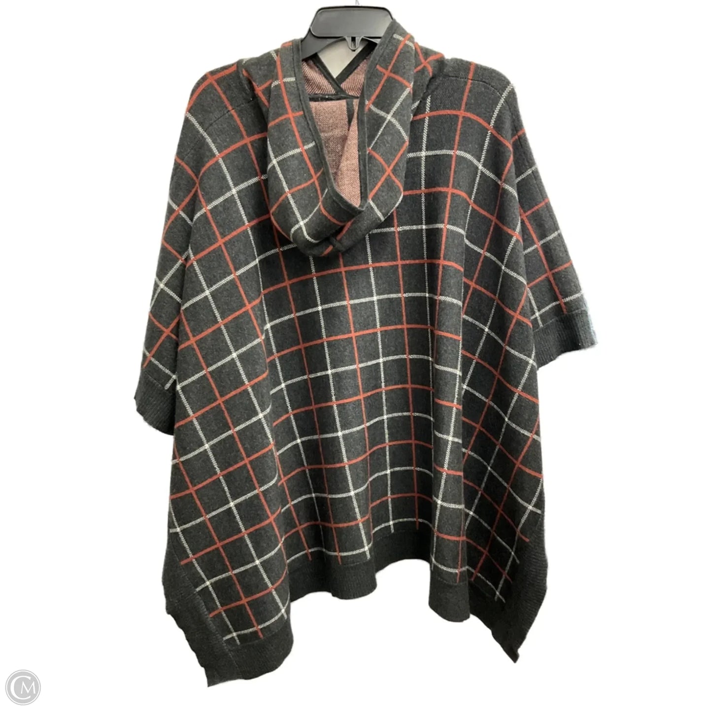 Poncho By Tahari In Grey & Red, Size: Osfm