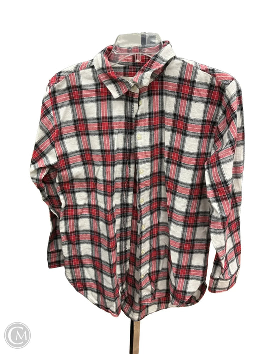 Blouse Long Sleeve By Loft In Red & White, Size: M