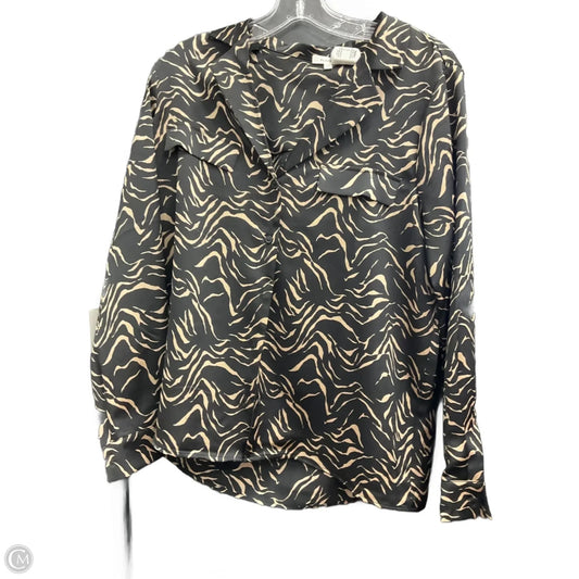 Blouse Long Sleeve By Pleione In Black & Tan, Size: M