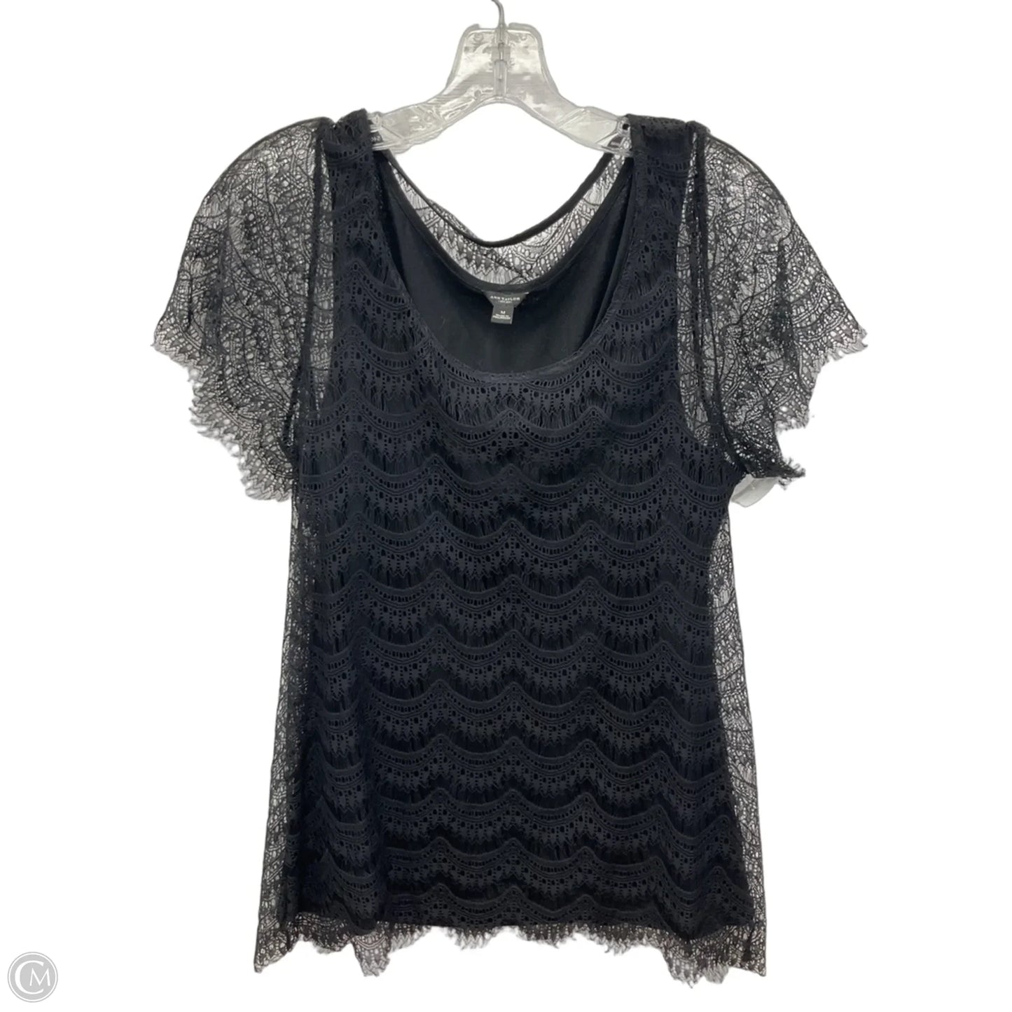 Top Short Sleeve By Ann Taylor In Black, Size: M