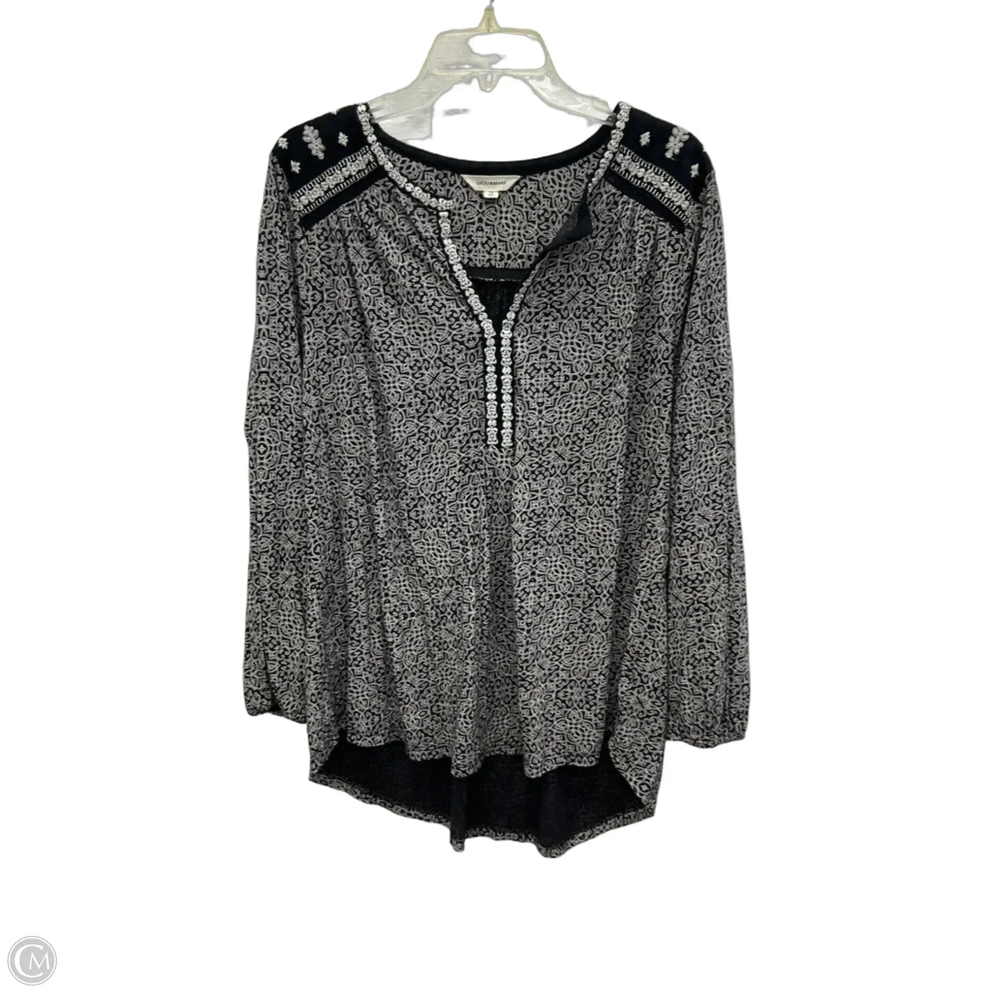 Top Long Sleeve By Lucky Brand In Black & White, Size: 1x
