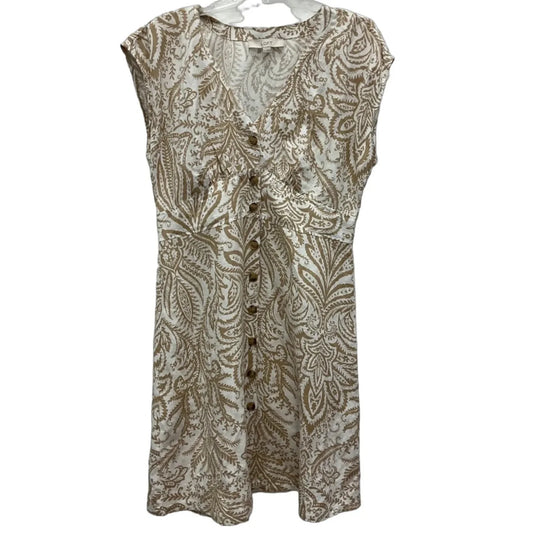 Dress Casual Midi By Loft In Cream & Tan, Size: 8