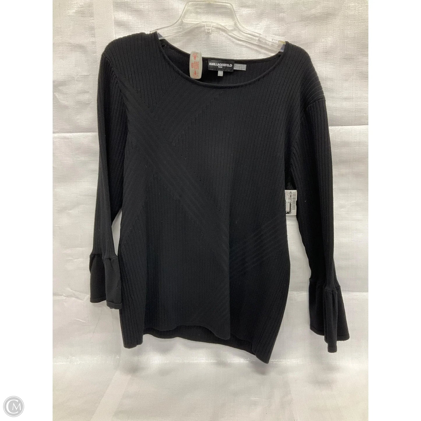 Top Long Sleeve Designer By Karl Lagerfeld In Black, Size: L