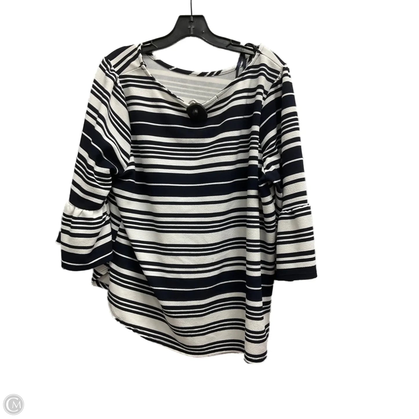 Top 3/4 Sleeve By Green Envelope In Striped Pattern, Size: 2x