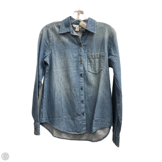 Blouse Long Sleeve By Old Navy In Blue Denim, Size: Xs