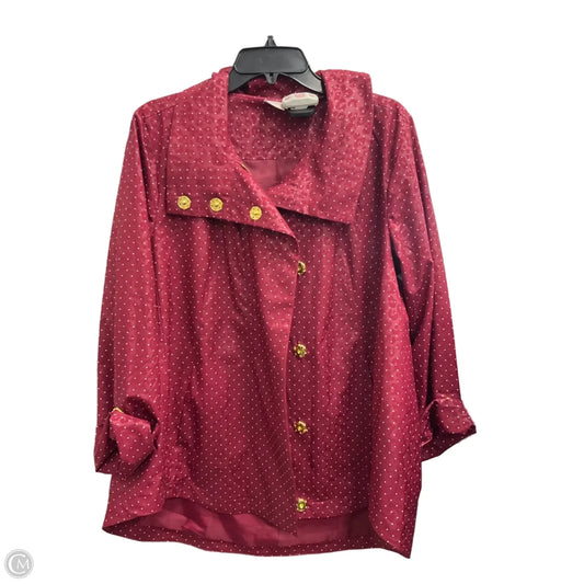 Coat Raincoat By Chicos In Maroon, Size: L