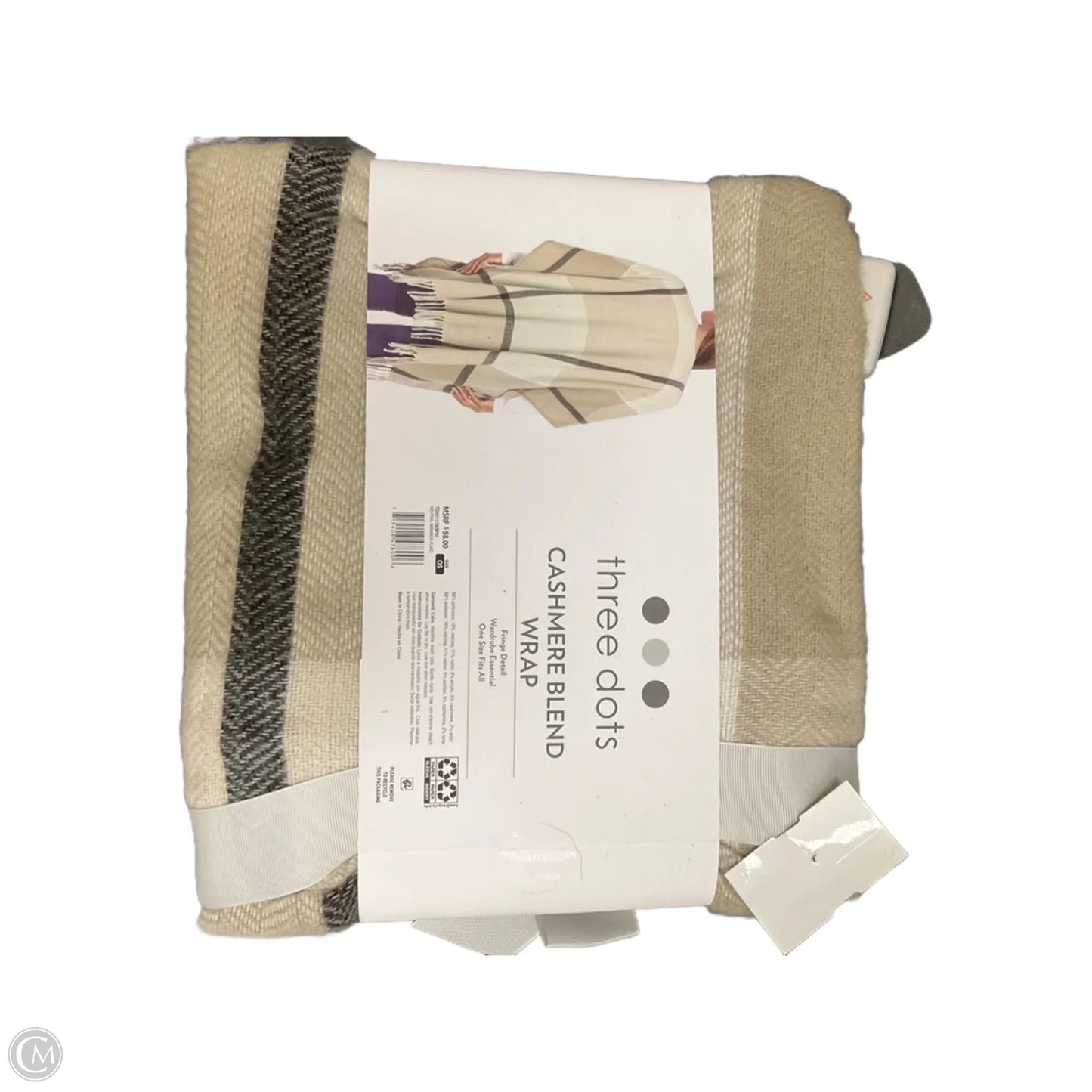 Poncho By Three Dots In Plaid Pattern, Size: Osfm