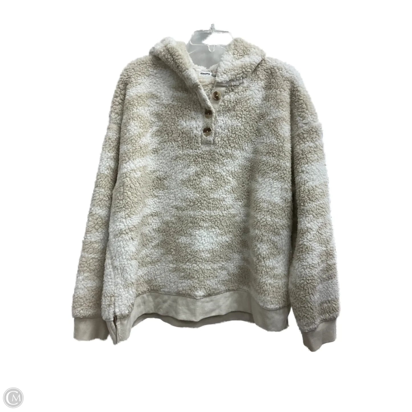 Sweatshirt Hoodie By Sonoma In Brown & Cream, Size: Xl