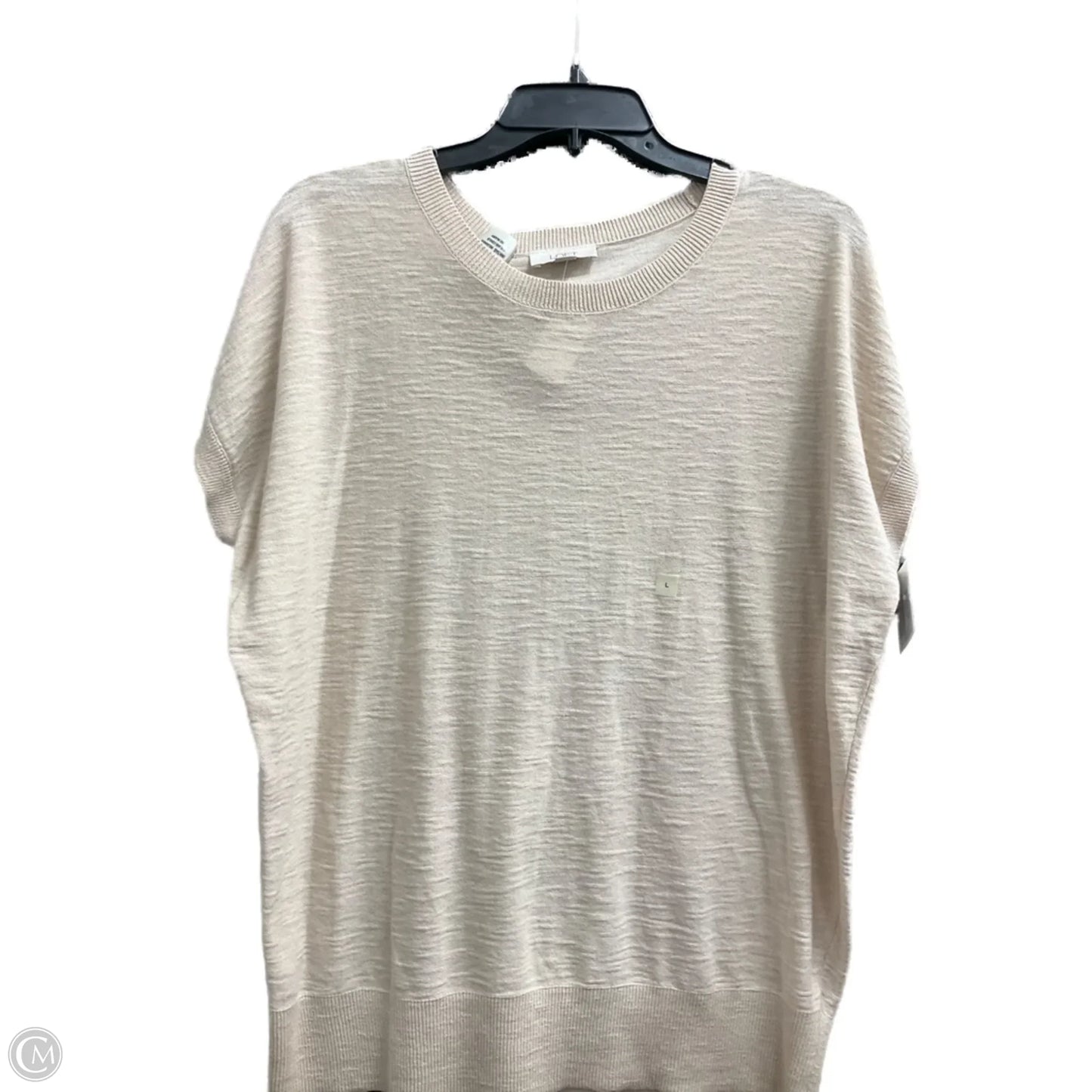 Top Short Sleeve By Loft In Beige, Size: L